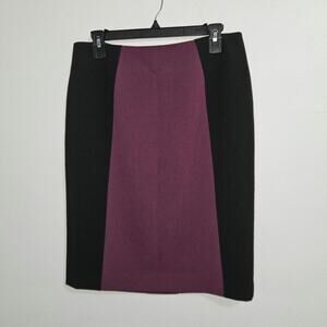 Halogen High Rise Pencil Skirt Black Maroon Colorblock Panel Skirt Size 6